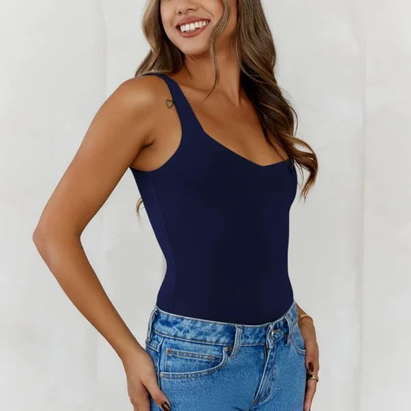 Mia Scoop-Neck Tank in Navy